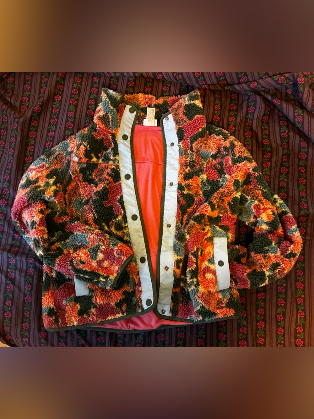 L.L. Bean Multicolor Fleece Jacket in Pink, Orange, Green